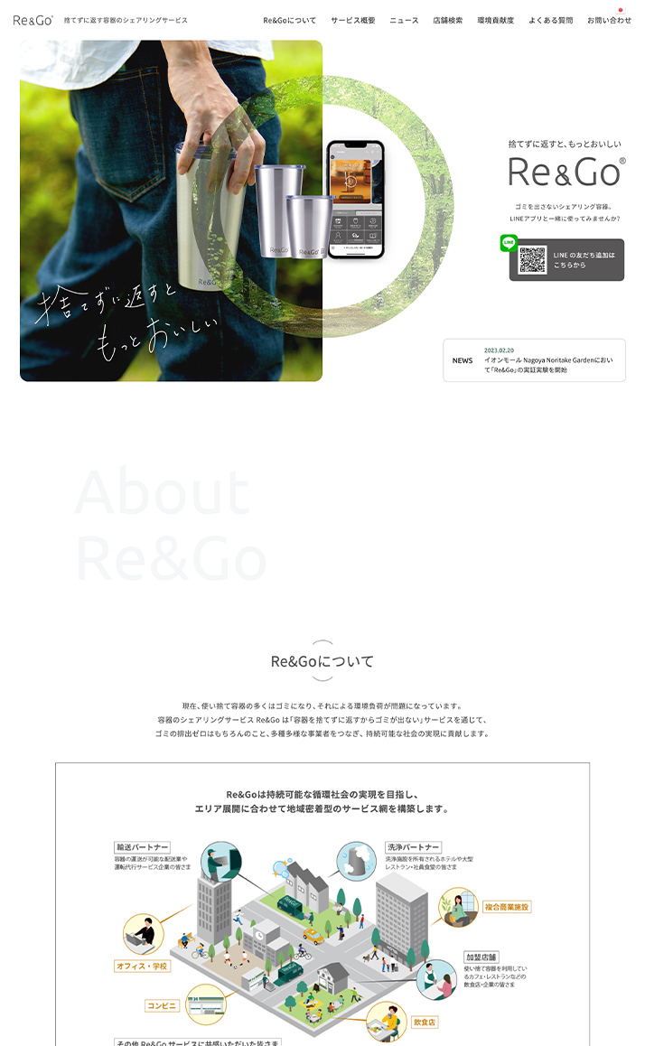 Re & Go webサイトのスクリーンショット画像